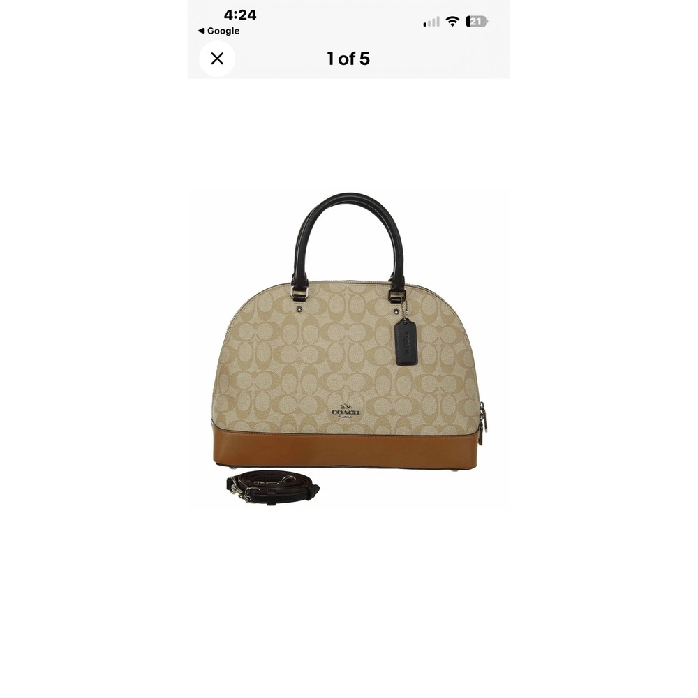 Coach Signature Dome Satchel Handbag Purse Brown Beige Crossgrain Leather - Picture 1 of 7